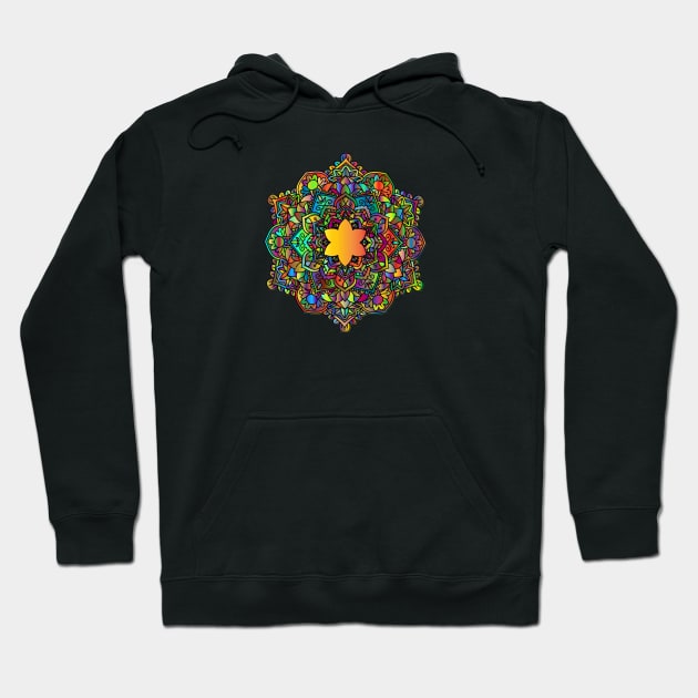 mandala-design, mandala-art, geometric, abstract, mandala and spirituality, colorful, rainbow, mandala pattern, mandala flower patterns, Flower Mandala ,Spirituality Hoodie by Utopia Shop